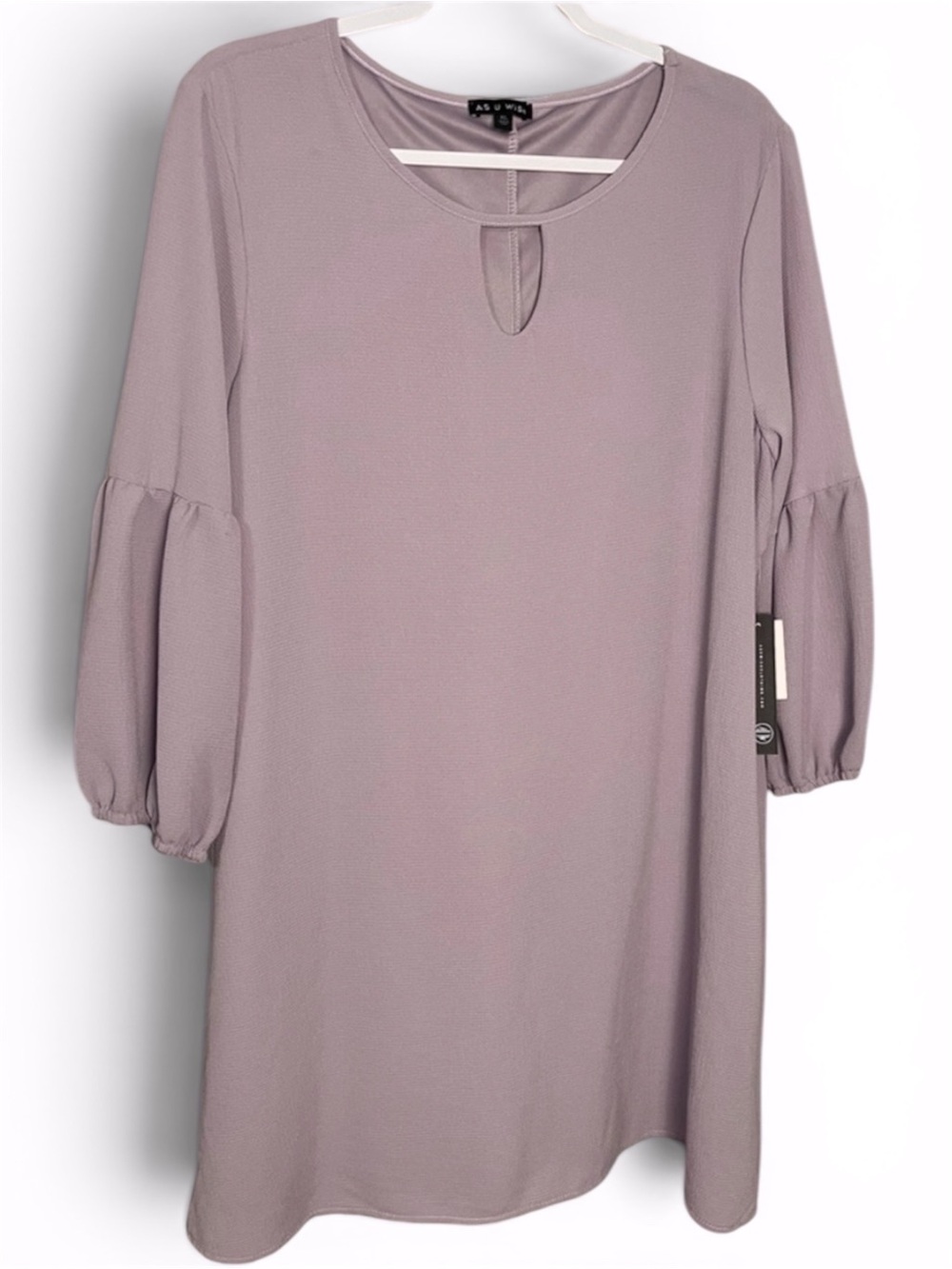 NWT As U Wish Lilac Lavender Purple Keyhole Bubble-Sleeve Tunic Shift Dress XL
